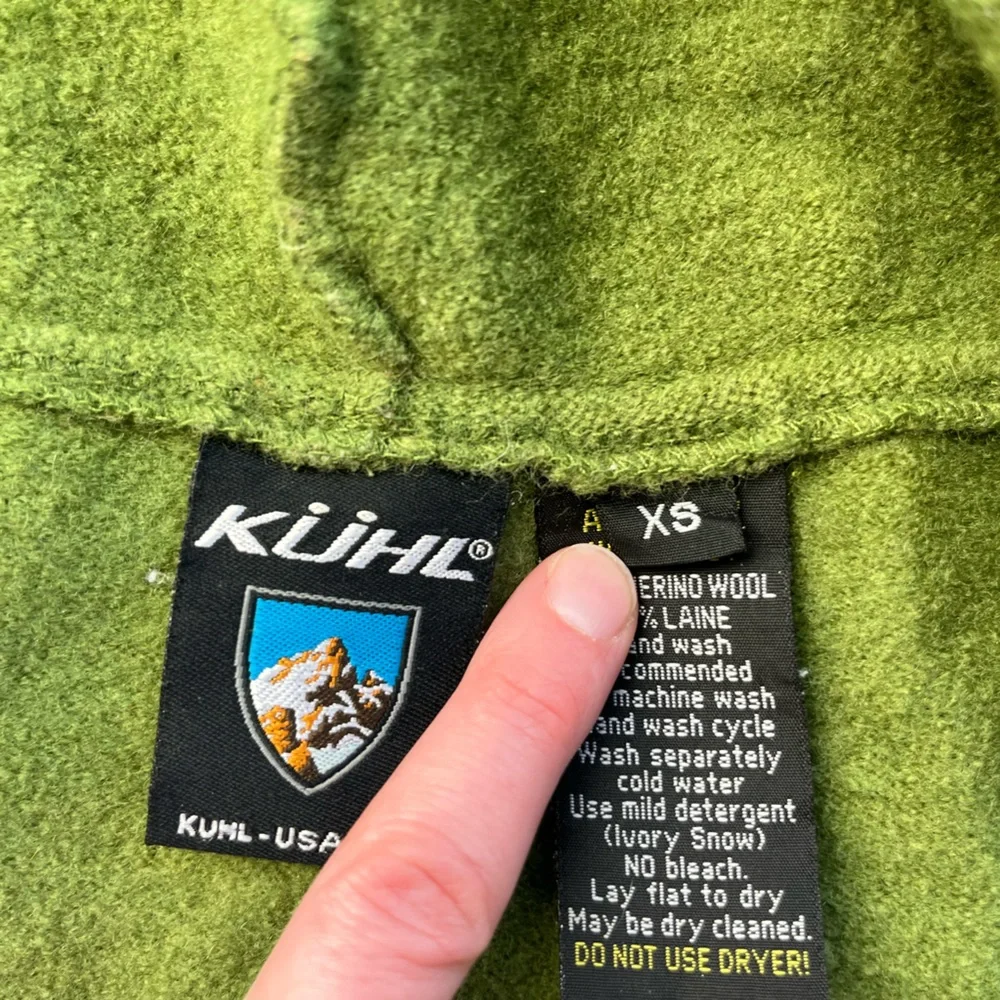 Kuhl Merino Wool Full Zip Hooded Sweater Green XS - Picture 8 of 8